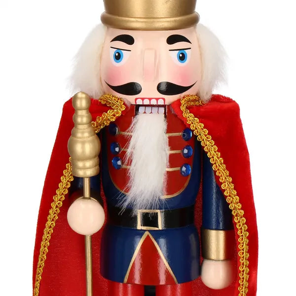 Fadísz diótörő figura, 38 cm, kék-piros arany díszítéssel