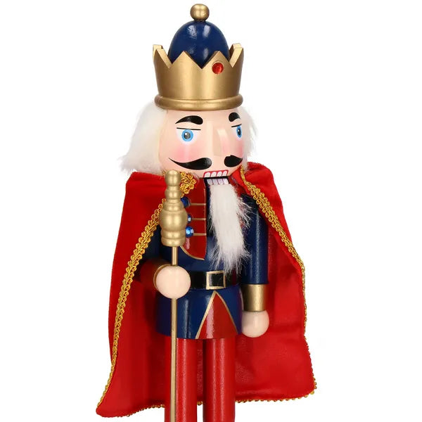 Fadísz diótörő figura, 38 cm, kék-piros arany díszítéssel