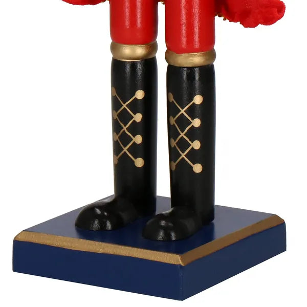Karácsonyi diótörő figura 38 cm, fa, zöld-piros, arany díszítés