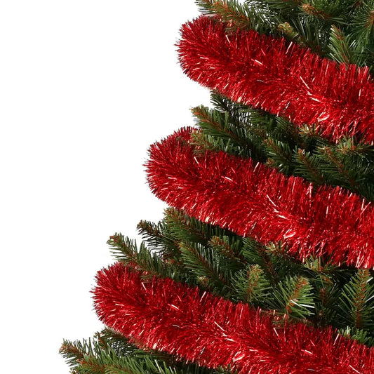 Piros karácsonyi csillogó díszlánc, 6 m, 7 cm Ø műanyag
