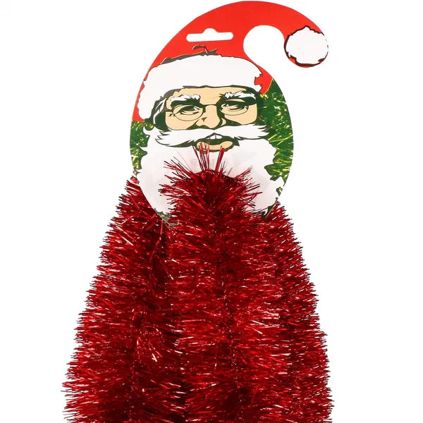 Piros karácsonyi csillogó díszlánc, 6 m, 7 cm Ø műanyag