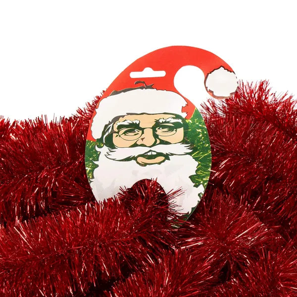 Piros karácsonyi csillogó díszlánc, 6 m, 7 cm Ø műanyag