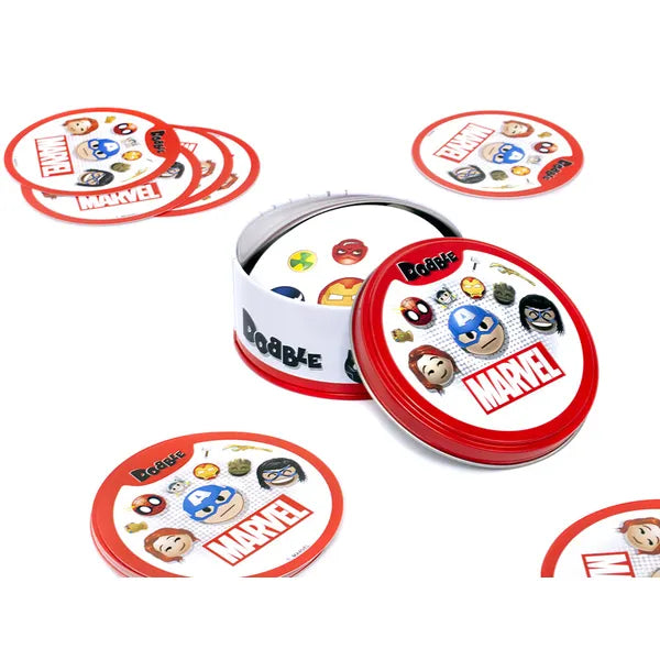 Dobble Marvel Emoji társasjáték – 55 db kerek kártya, 6+ éves