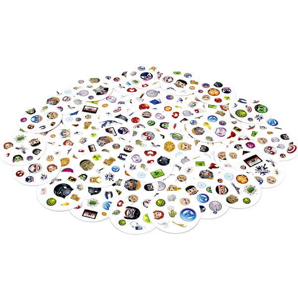 Dobble Marvel Emoji társasjáték – 55 db kerek kártya, 6+ éves
