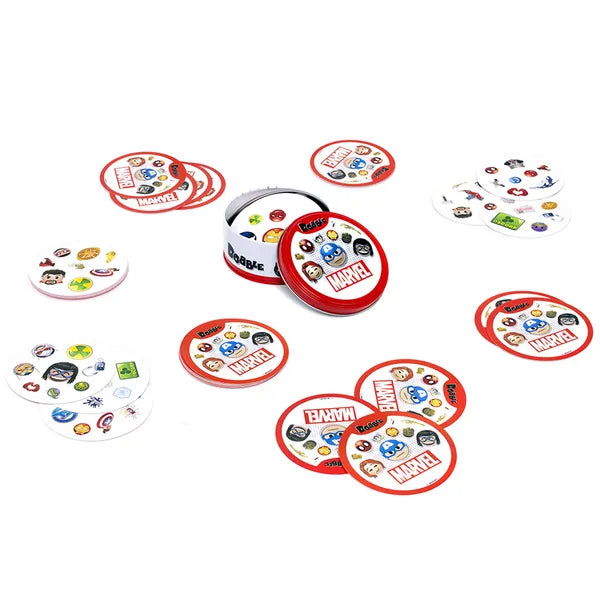 Dobble Marvel Emoji társasjáték – 55 db kerek kártya, 6+ éves