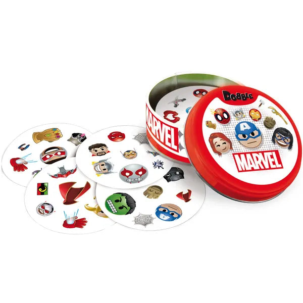 Dobble Marvel Emoji társasjáték – 55 db kerek kártya, 6+ éves