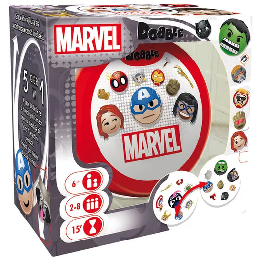Dobble Marvel Emoji társasjáték – 55 db kerek kártya, 6+ éves