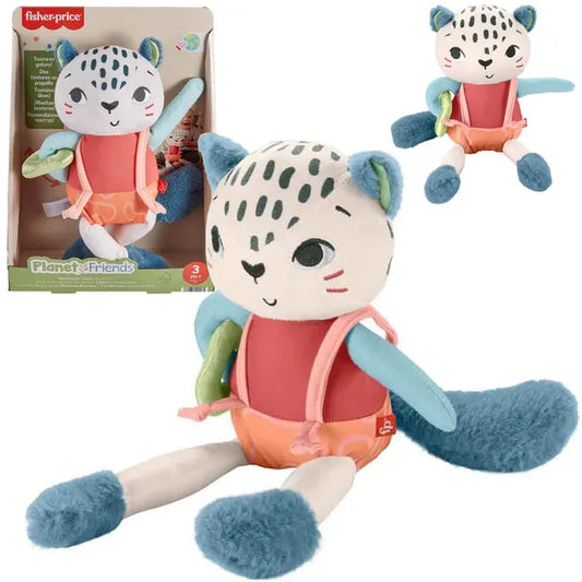 Fisher-Price hópárduc szenzoros plüssjáték, 35 cm, újrahasznosított