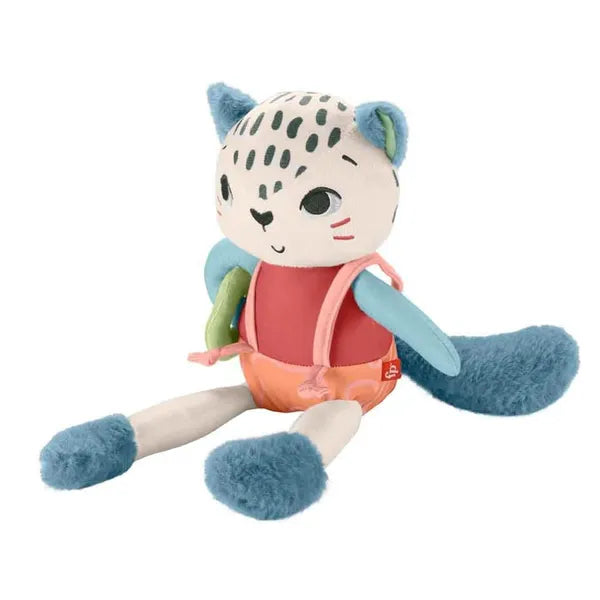 Fisher-Price hópárduc szenzoros plüssjáték, 35 cm, újrahasznosított