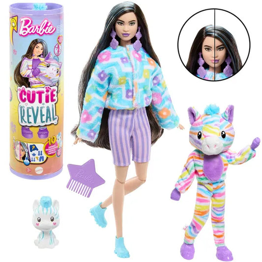 Barbie Cutie Reveal szivárvány zebra baba 29 cm, színváltós kiegészítőkkel