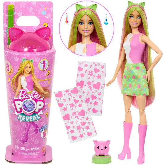 Barbie Pop Reveal Shakes baba cicával, slime-mal és 8 meglepetéssel