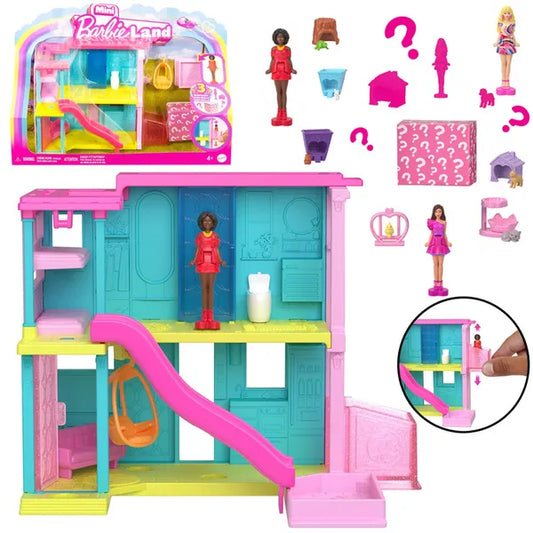Mini BarbieLand liftes babaház medencével, meglepi babával és állatkával