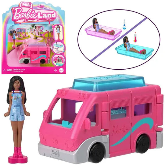 Barbie Mini Barbie Land lakóautó szett – mini baba, DreamCamper, 3,5 cm