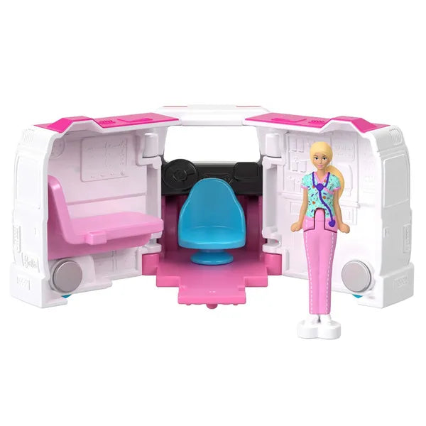 Mini Barbie Land mentőautó készlet mini Barbie babával, 4+