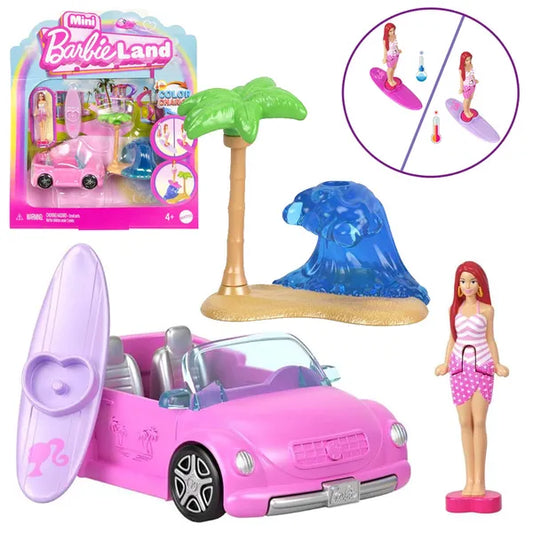Mattel Mini BarbieLand színváltós kabrió autó 3,5 cm babával, 4+ év