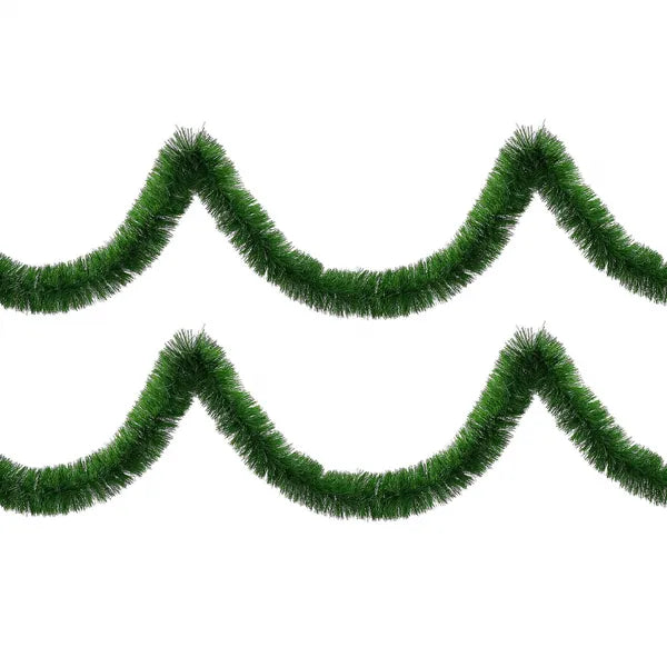 Sötétzöld karácsonyi füzér, 6 m x 10 cm, műanyag, modern design