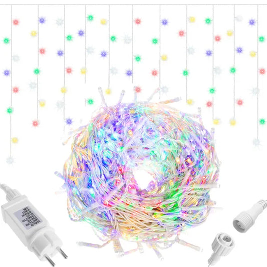 Karácsonyi LED jégcsap fényfüggöny 12 m 300 LED IP44 többszínű/hideg fehér