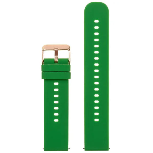 Zöld szilikon óraszíj 20 mm, rózsaarany csattal, gyorskioldós