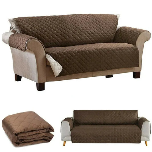 Kétoldalas, steppelt kanapétakaró pléd 240×165 cm – barna/krém