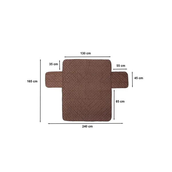 Kétoldalas, steppelt kanapétakaró pléd 240×165 cm – barna/krém