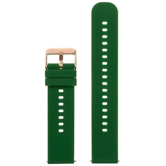 Gumiszíj órához, 22 mm, sötétzöld, rózsaarany gyorskioldó csat