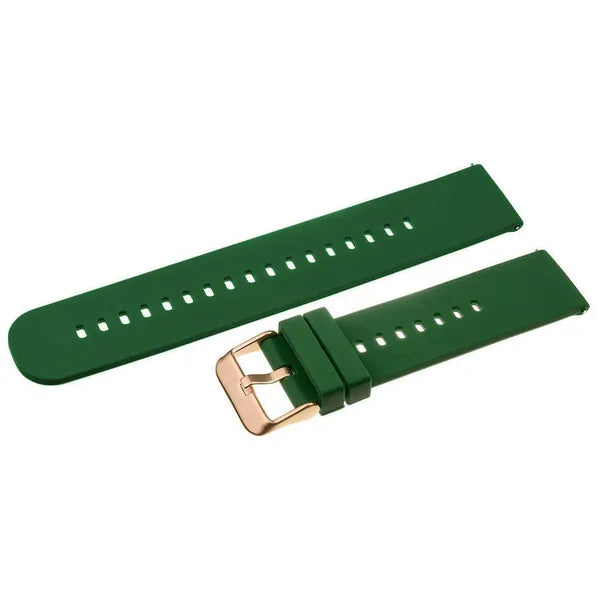 Gumiszíj órához, 22 mm, sötétzöld, rózsaarany gyorskioldó csat