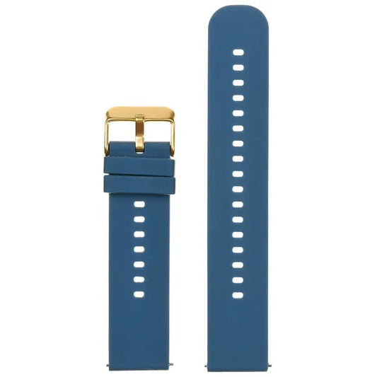 Sötétkék U27 gumióraszíj arany csattal, gyorskioldós, 20 mm