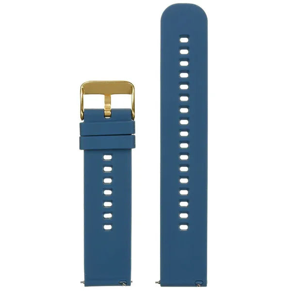 Sötétkék U27 gumióraszíj arany csattal, gyorskioldós, 20 mm