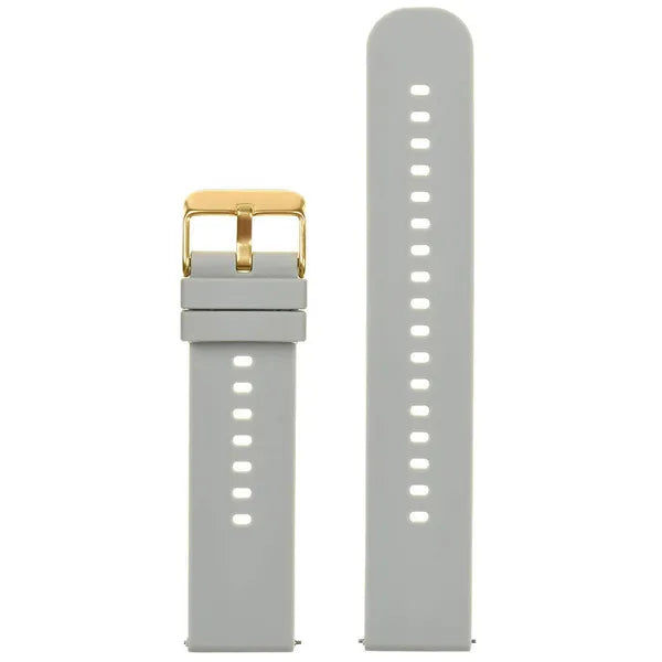 Világosszürke szilikon óraszíj 20 mm, arany csatt, gyorskioldó