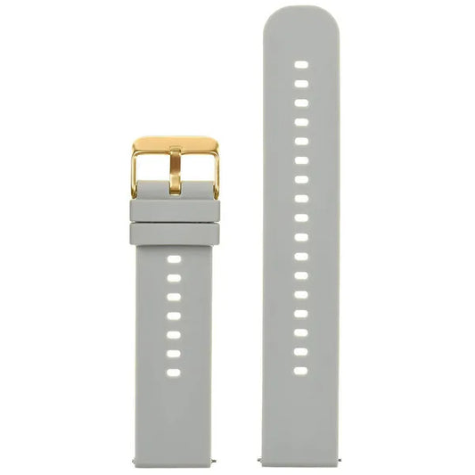 Világosszürke szilikon óraszíj 20 mm, arany csatt, gyorskioldó