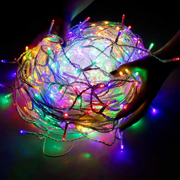 500 LED jégcsap fényfüggöny, multikolor + hideg fehér villogó, 20 m, IP44