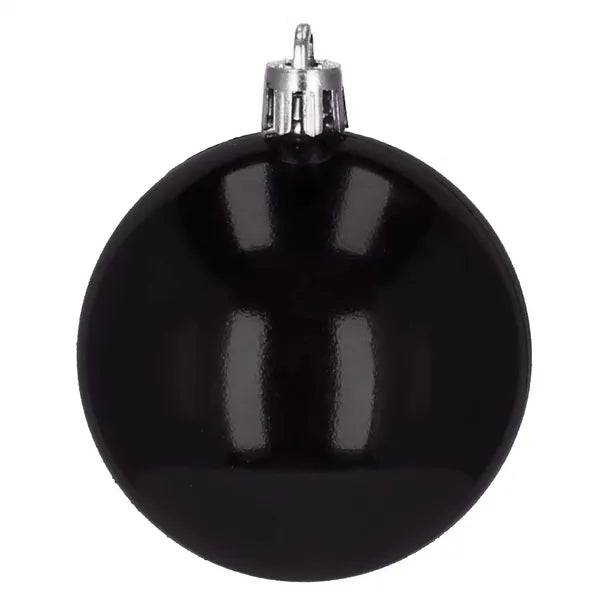 Törhetetlen fekete karácsonyfadísz szett, 25 db, 4/2,5 cm, matt/csillámos