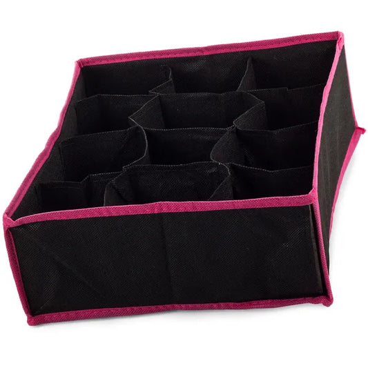 Fehérnemű- és zoknirendező fiókba, 12 rekesz, fekete, 30×24×10 cm