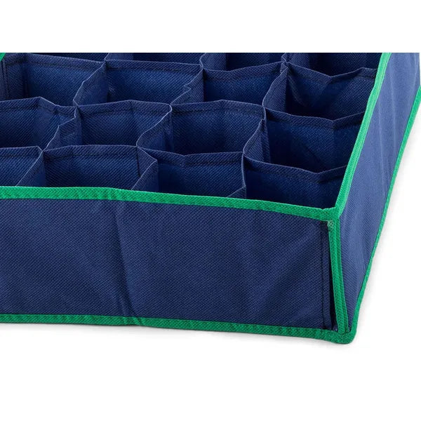 16 rekeszes sötétkék fiókrendező zokninak és fehérneműnek 35×28 cm