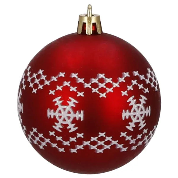 Karácsonyi műanyag díszgömb szett, 30 db, 7 cm, piros-fehér, törhetetlen