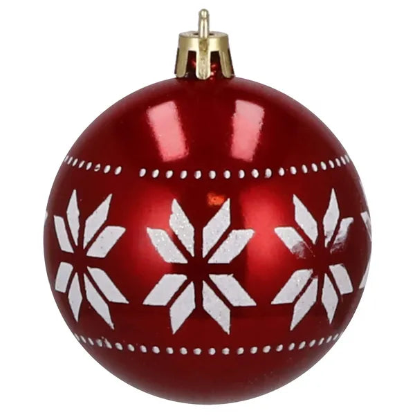 Karácsonyi műanyag díszgömb szett, 30 db, 7 cm, piros-fehér, törhetetlen
