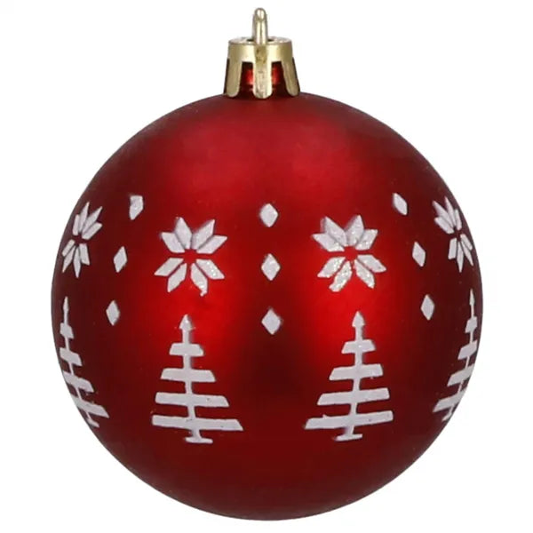 Karácsonyi műanyag díszgömb szett, 30 db, 7 cm, piros-fehér, törhetetlen