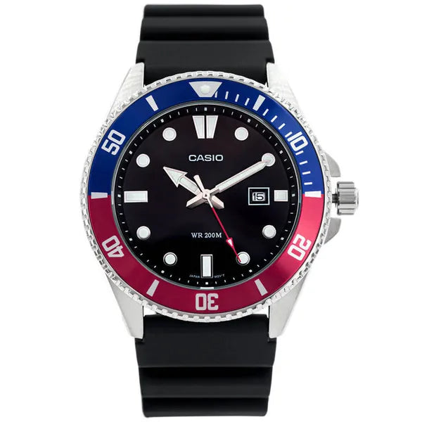 Casio MDV-107-1A3 férfi búváróra, 47 mm, WR200, kvarc, fekete