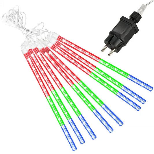 Multikolor meteor LED jégcsap fényfüzér, 5 m, 144 LED, IP44
