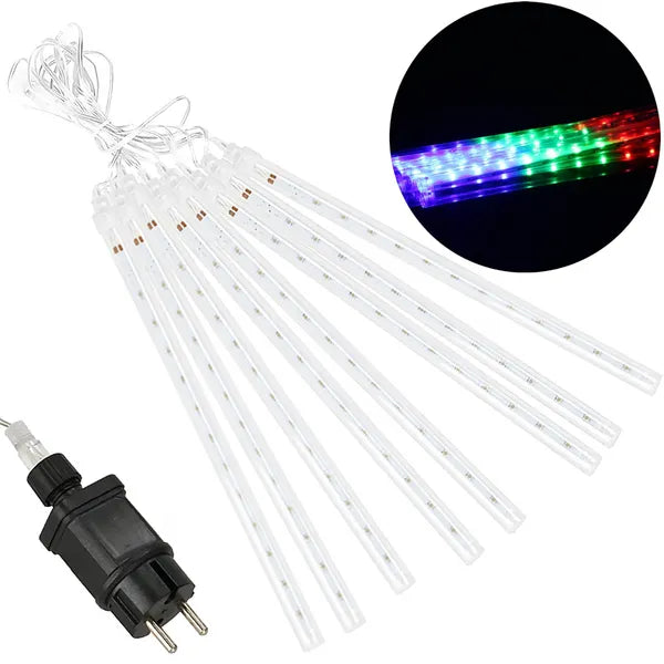 Multikolor meteor LED jégcsap fényfüzér, 5 m, 144 LED, IP44