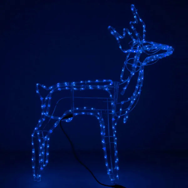Karácsonyi LED rénszarvas dísz, 90 cm, 216 kék LED, IP44, beltér/kültér