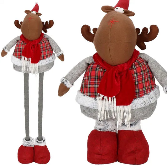 Karácsonyi textil rénszarvas dísz, teleszkópos láb, 55-95 cm