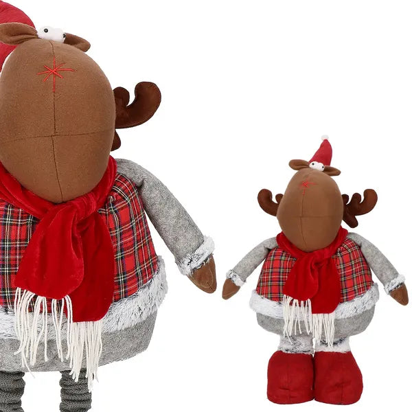 Karácsonyi textil rénszarvas dísz, teleszkópos láb, 55-95 cm