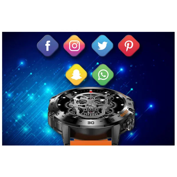 Gravity GT9-4 férfi okosóra, 1.39" IPS, BT hívás, vérnyomásmérő, IP67, narancs
