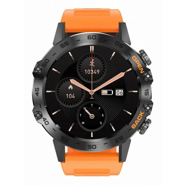 Gravity GT9-4 férfi okosóra, 1.39" IPS, BT hívás, vérnyomásmérő, IP67, narancs