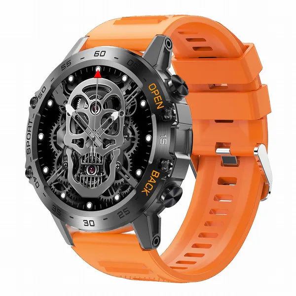 Gravity GT9-4 férfi okosóra, 1.39" IPS, BT hívás, vérnyomásmérő, IP67, narancs