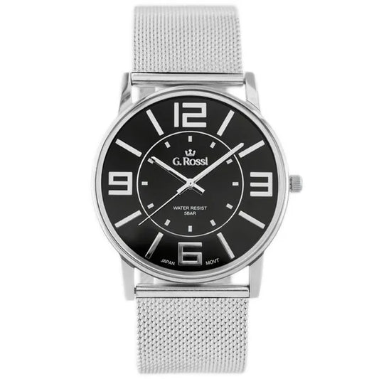 Női karóra ezüst fémszíjjal, fekete számlappal, Miyota quartz, WR30