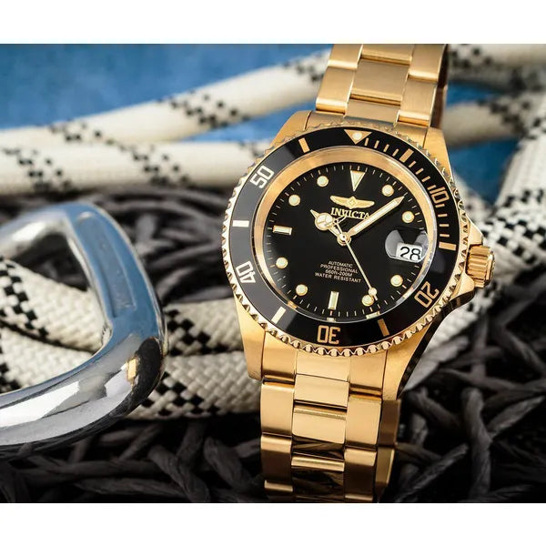 Invicta Pro Diver férfi búváróra, 40 mm, arany acél, dátum, 200 m