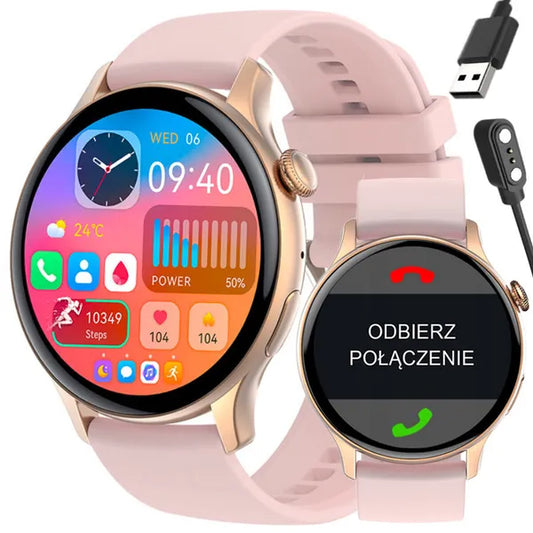 Női okosóra Rubicon RNCF10 1.43'' AMOLED, Bluetooth hívás, IP67, rózsaarany