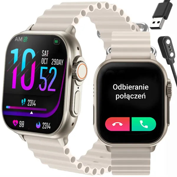 Unisex okosóra IP67, Bluetooth hívás, 1.96'' TFT, vezeték nélküli töltés